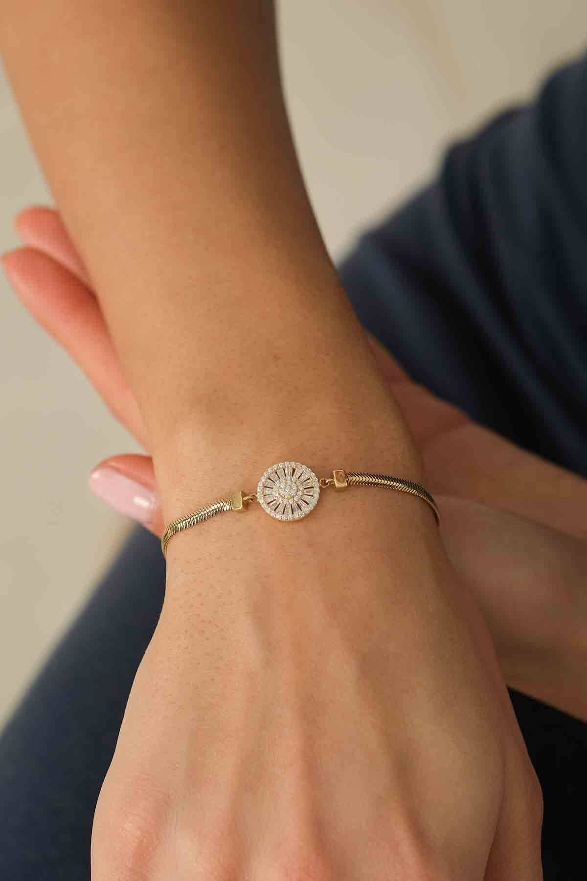 Kadın Altın Balıksırtı Trapez Bileklik - 3