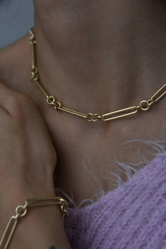 Kadın Altın Halkalı Ataç Kolye - 