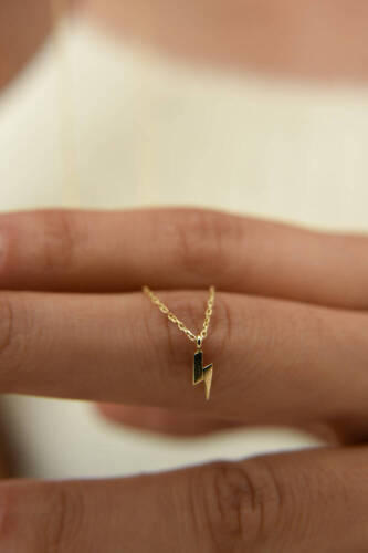 Kadın Altın Şimşek Kolye - 