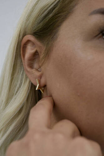 Kadın Altın Yıldız Küpe - 