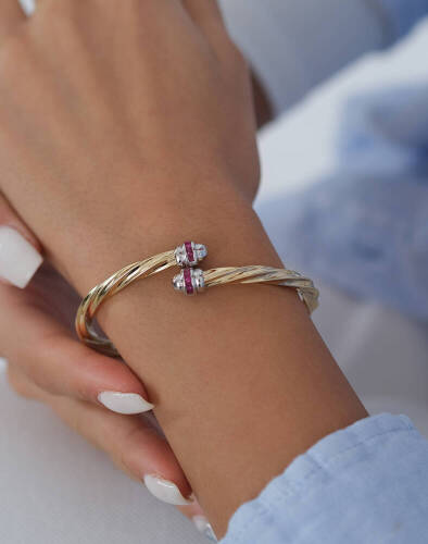 Kadın Cetaş Renkli Taşlı Kelepçe Bileklik - 