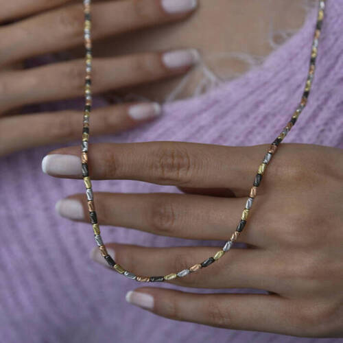 Kadın İtalyan Dört Renk Silindir Kolye - (1)