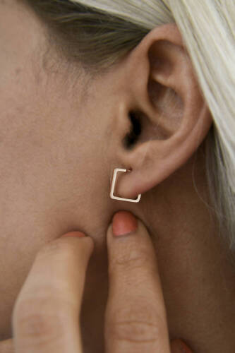 Kadın Kare Altın Küpe - 