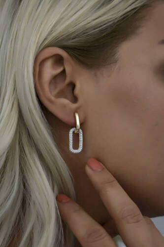 Kadın Sallantılı Taşlı Ataç Küpe - 