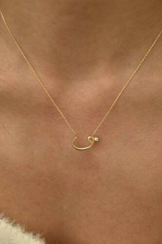 Taşlı Vav Altın Kolye - 