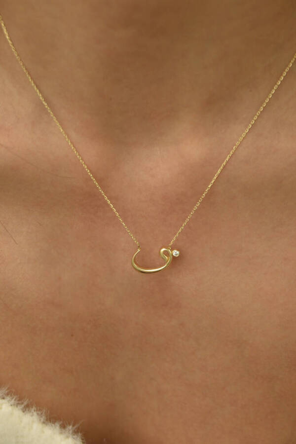 Taşlı Vav Altın Kolye - 1