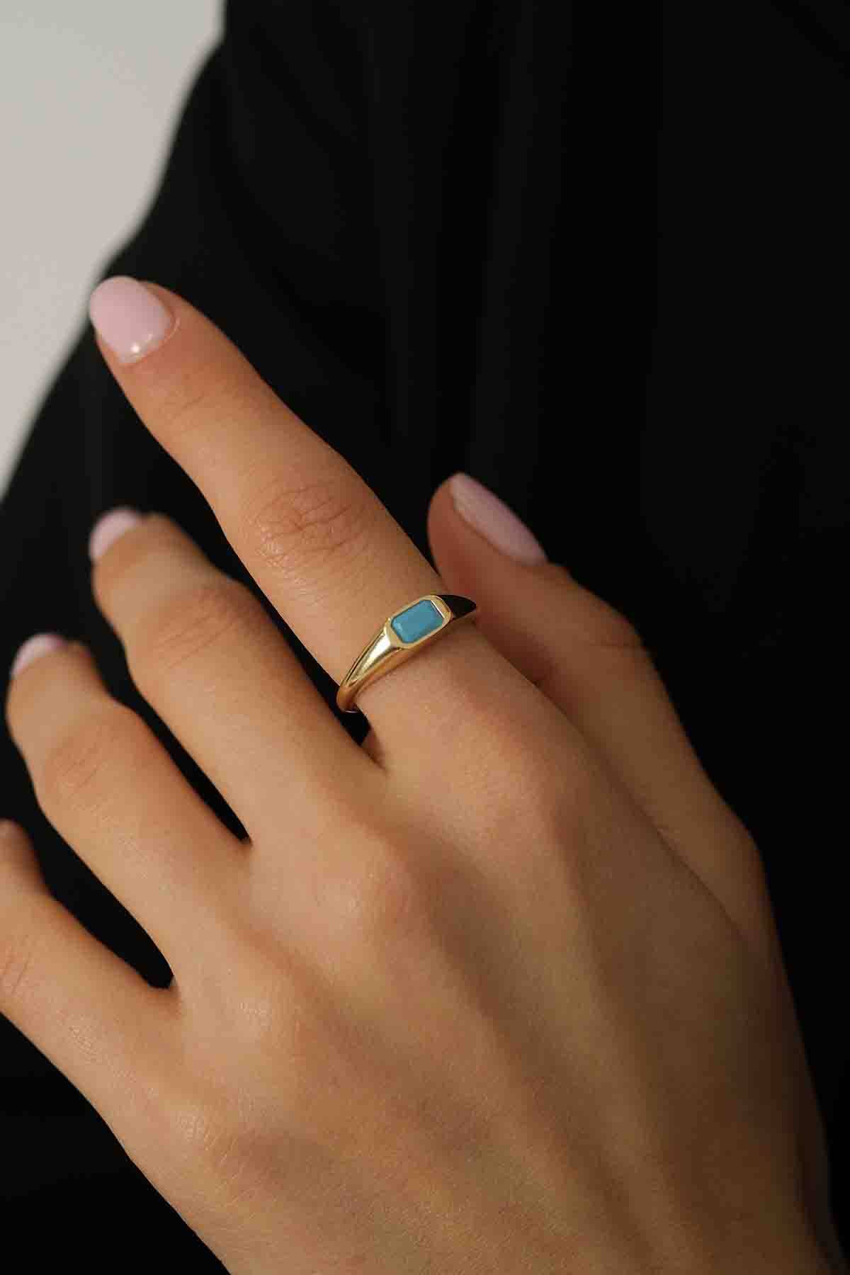 Mavi Renk Taşlı Yüzük - 2