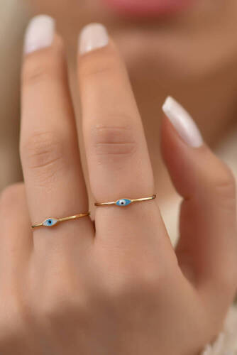 Mineli Göz Altın Yüzük - 