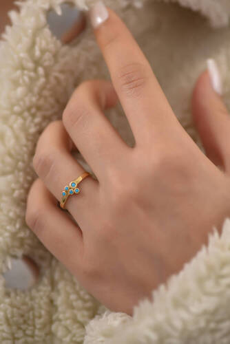 Mini Firuze Taşlı Altın Yüzük - 