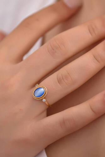 Opal Burgu Altın Yüzük - 