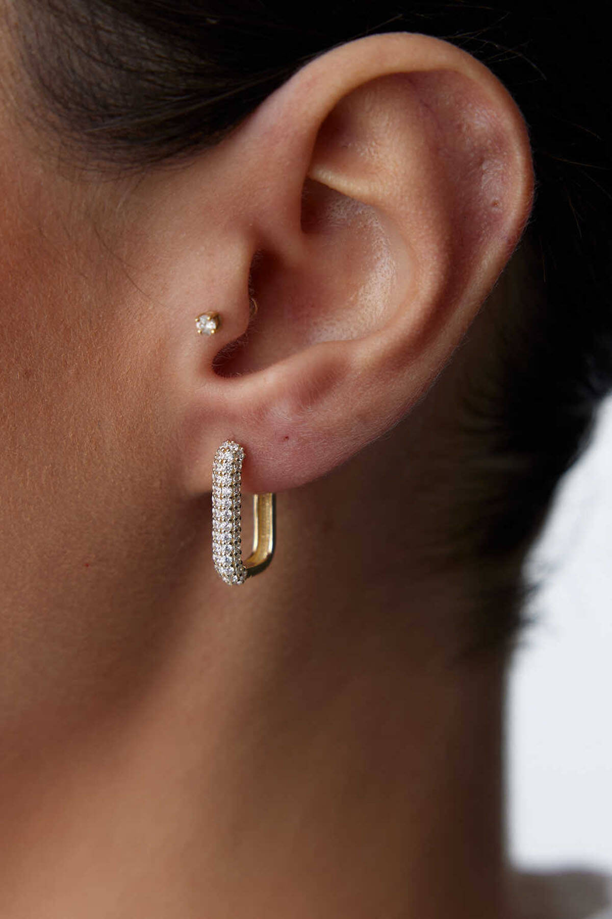 Pave Taşlı Ataç Küpe - 1