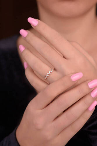 Pembe Zigzag Altın Yüzük - 