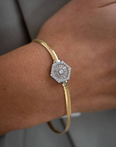 Petek Trapez Altın Bileklik - 