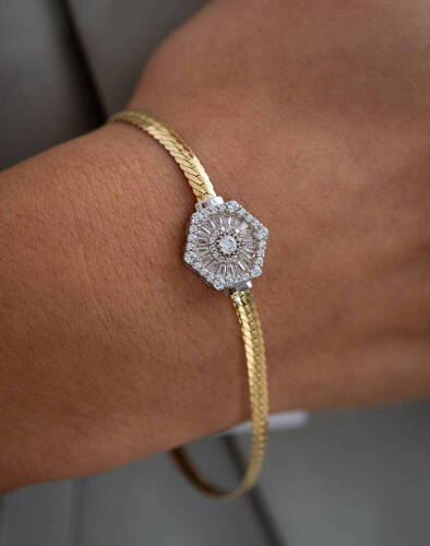 Petek Trapez Altın Bileklik - (1)