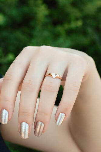 Rose Oyma Kalp Altın Yüzük - 