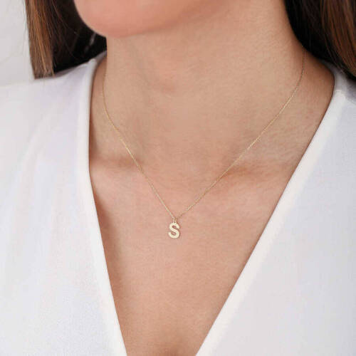 S Harfi Altın Kolye - (1)