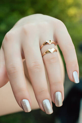 Sarı Oyma Kalp Altın Yüzük - 