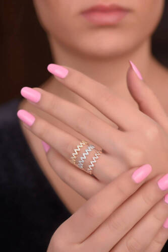 Sarı Zigzag Altın Yüzük - 