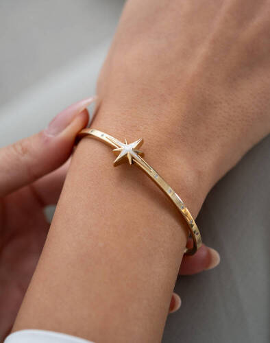 Sedefli Yıldız Altın Kelepçe - 