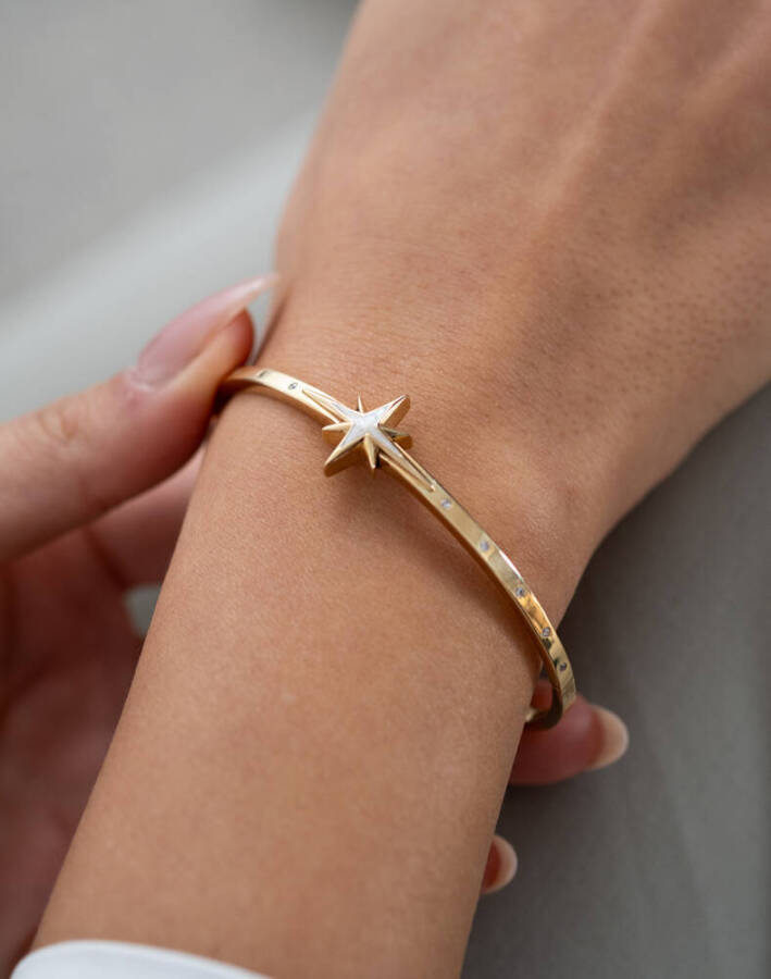 Sedefli Yıldız Altın Kelepçe - 1