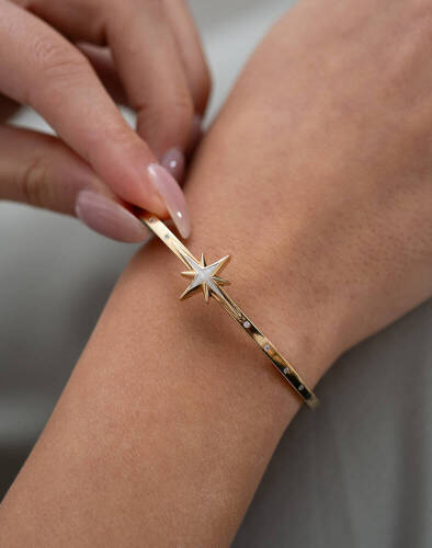 Sedefli Yıldız Altın Kelepçe - (1)