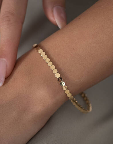 Sıralı Petek Altın Bileklik - 