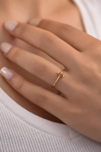 Sitrin Baget Altın Yüzük - 