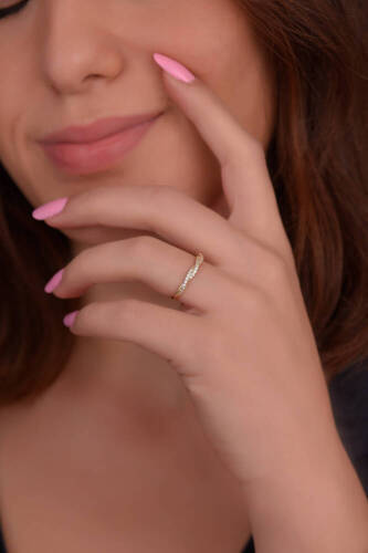 Taşlı Burgu Altın Yüzük - 