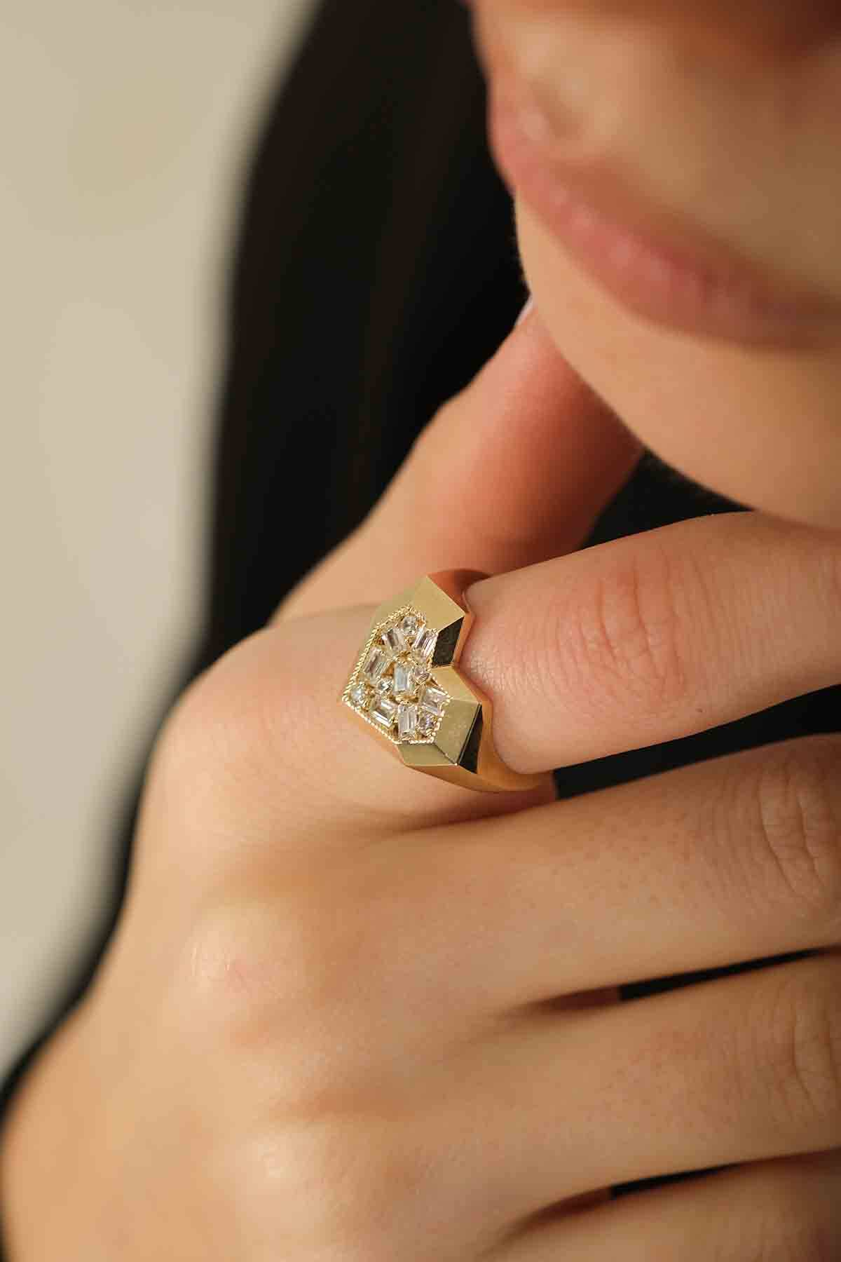 Taşlı Kalp Yüzük - 3