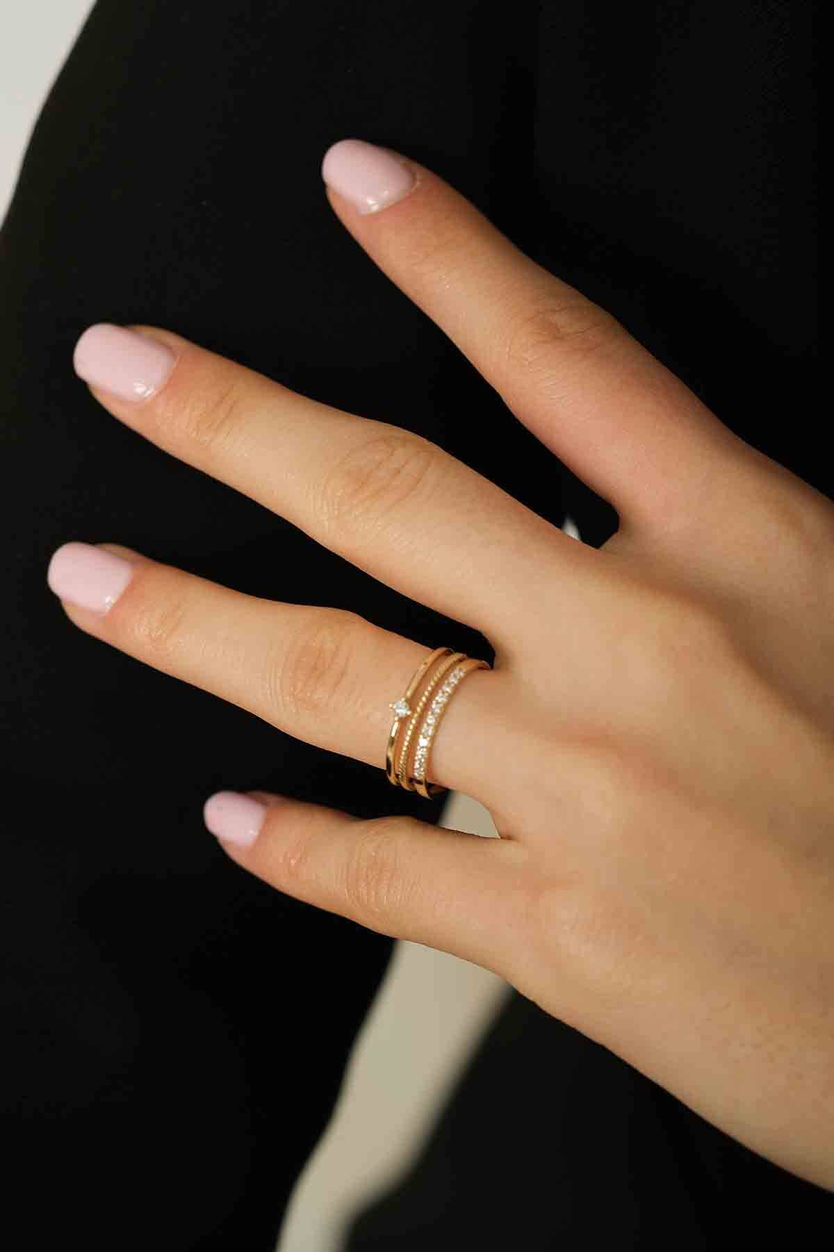 Taşlı Kombin Yüzük - 3