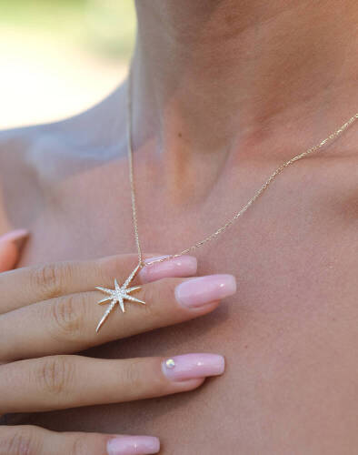 Taşlı Kuzey Yıldızı Kolye - 