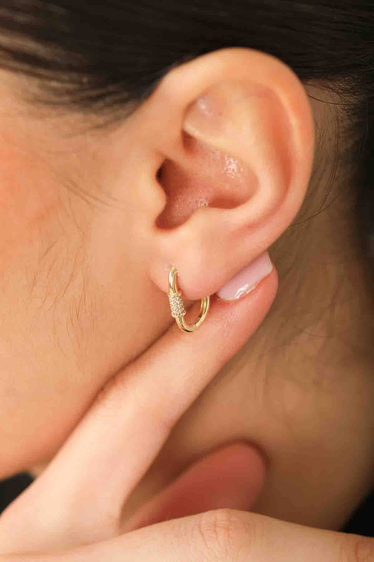 Taşlı Oval Küpe - 1