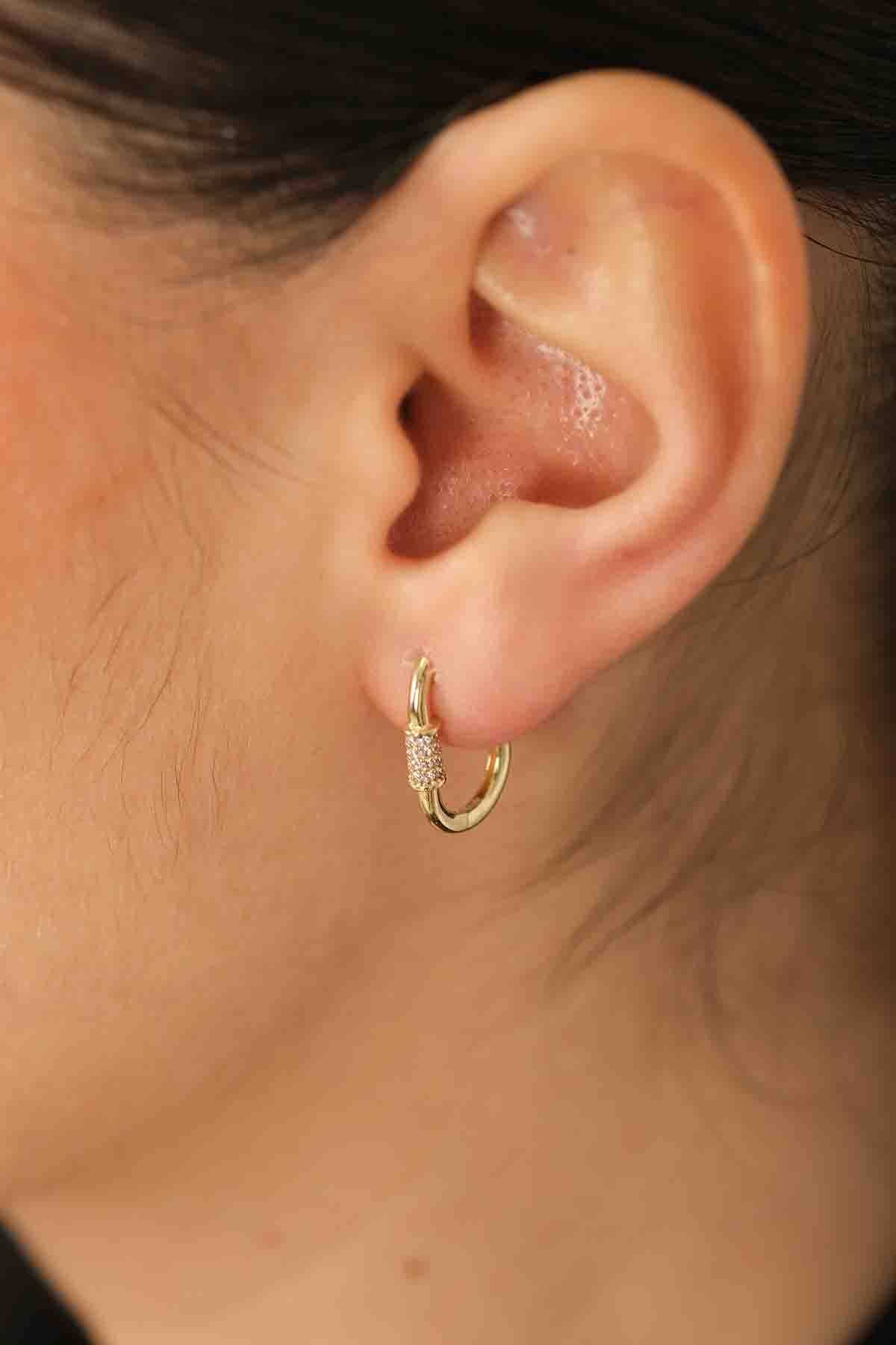 Taşlı Oval Küpe - 2