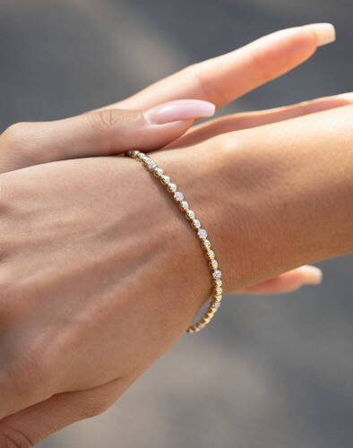 Taşlı Top Bileklik - 