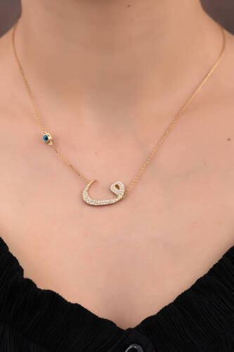 Taşlı Vav Altın Kolye - 