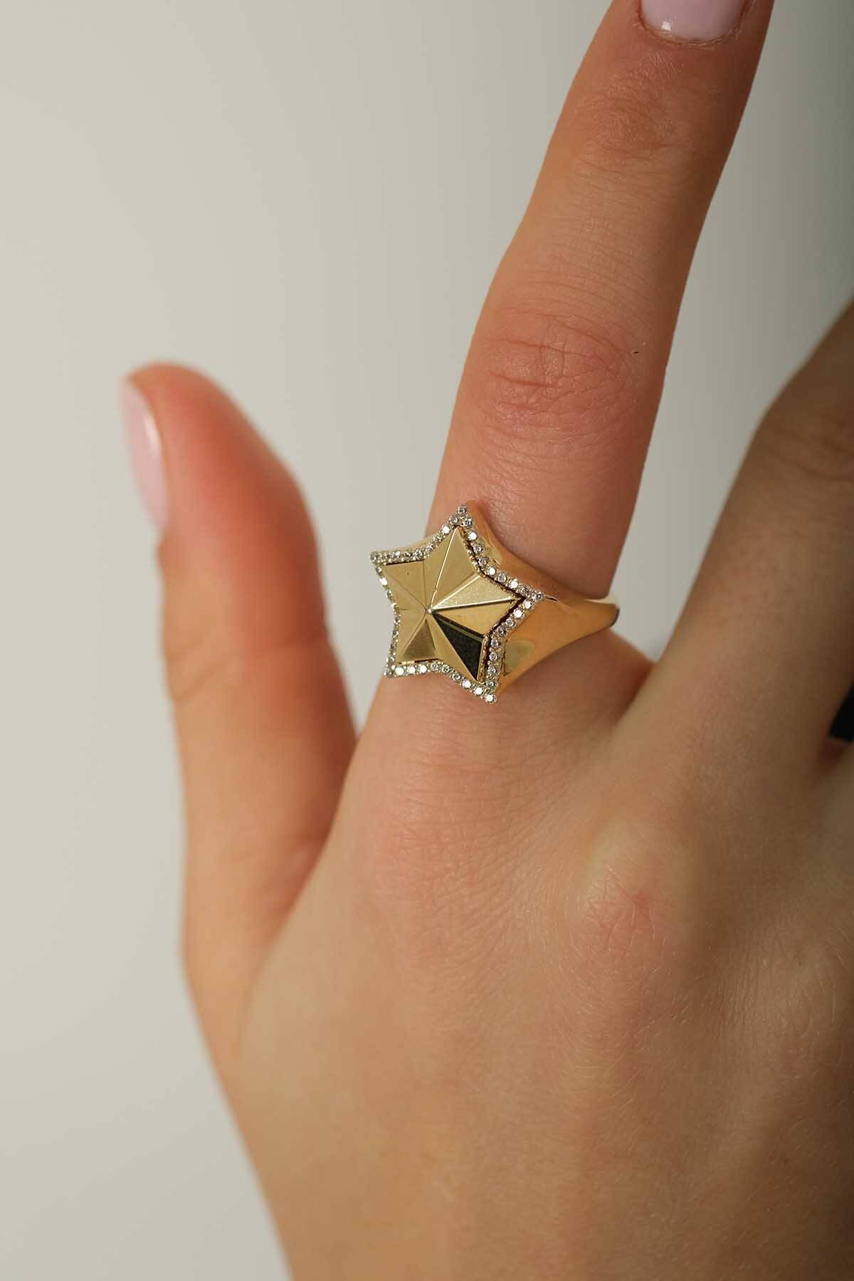 Taşlı Yıldız Yüzük - (1)