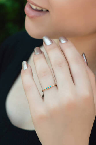 Tria Firuze Altın Yüzük - 