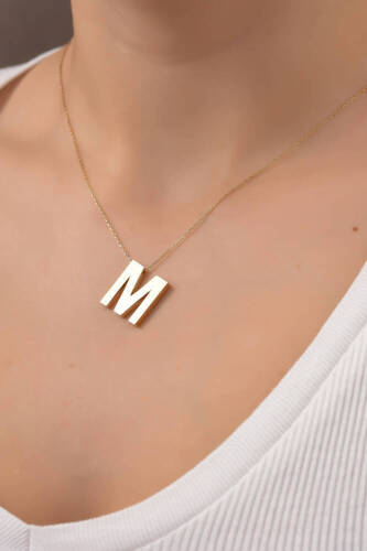 Üç boyutlu Harf Altın Kolye - 