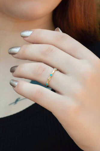 Üç Firuze Altın Yüzük - 