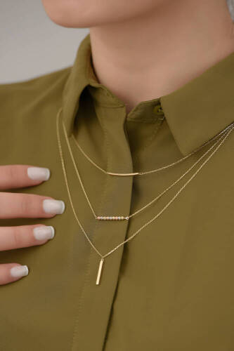 Üçlü Portatif Altın Kolye - 